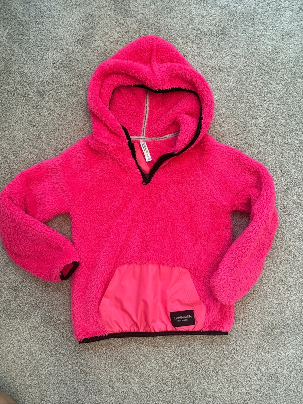 Calvin Klein Kids Bright Pink Sherpa Hoodie